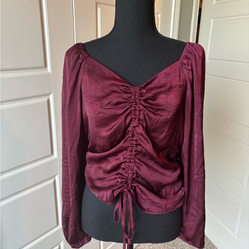 Savanna Jane Ruched Wine Blouse